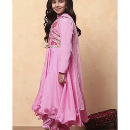 BIBA Full Sleeves Floral Printed & Sequins & Lace Embellished Kurta & Pant With Dupatta Set - Pink image 4