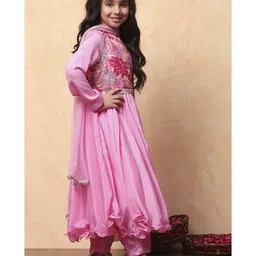 BIBA Full Sleeves Floral Printed & Sequins & Lace Embellished Kurta & Pant With Dupatta Set - Pink image 5