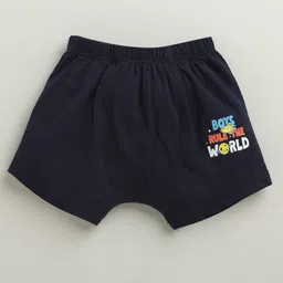 BUMZEE Cotton Knit Pack Of 3 Typography Printed Trunks - Red & Navy image 5