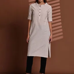 Enchanted Drapes Women Striped Thread Work Kurta-image-77