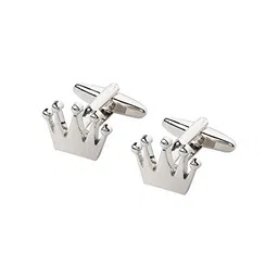 shining jewel - by shivansh Shining Jewel Silver Plated Designer Crown Design Fancy Cufflinks For Men (SJ_7073) image 3