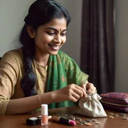 wud Cotton Drawstring Bags, Set of 10, for Storing Goodies, Candies, Cosmetics, Jewellery, Small craft articles image 4