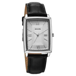 Sonata Festive Quartz Analog Silver Dial Leather Strap Watch For Men-picture-15