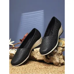 Bata Women Black Wedges Heels-image-1