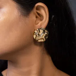 BEAUTY SPOT JEWELLERY The Wavy Round Copper Earrings-image-46