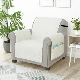 Story@Home Microfiber Solid 1 Seater Sofa Cover - off White-picture-28