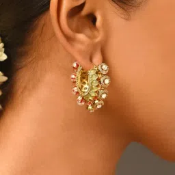 Abdesigns Elegant Gold Plated Polka Hoop Earrings-image-72