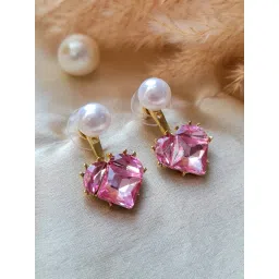 ISHKAARA Pearl Aura Heart Drop Earrings image 2