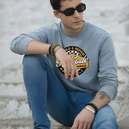 R.Code by The Roadster Life Co. Men Brand Logo Printed Sweatshirt image 4