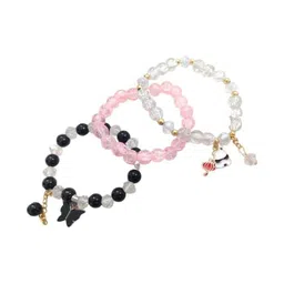 Lovemi Movements Women Set of 3 Beaded Panda & Butterfly Charms Bracelet-image-35