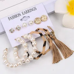 DressBerry Gold-Plated Alloy Pearls Hoop Earrings-image-97