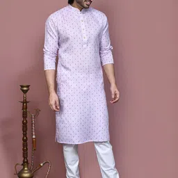 RANAK Men Regular Pure Cotton Kurta with Pyjamas image 3
