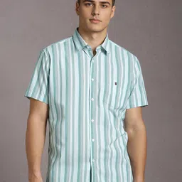 Louis Philippe Sport Slim Fit Striped Spread Collar Cotton Shirt-picture-39