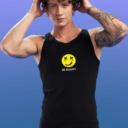 Uniplanet store Printed Scoop Neck Gym Vest UVM-LG-HNATION-BLK-S image 5