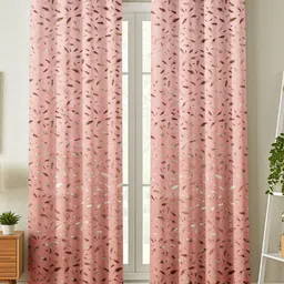 GEET CREATIONS Pink & Beige Set of 2 Floral Door Curtain image 3