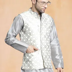 Jompers Woven Design Mandarin Collar Nehru Jacket image 3