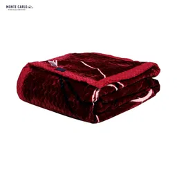 Monte Carlo Maroon & White Floral Printed Heavy Winter Double Bed Blanket 795 GSM image 4
