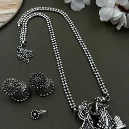 NAMAN ARTS Silver Plated Oxidised Jewellery Set-image-83