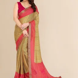 DIVASTRI Ethnic Motifs Pure Chiffon Fusion Saree-picture-22