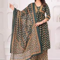 KALINI Women Ethnic Motifs Printed Regular Pure Cotton Kurta with Trousers & With Dupatta-picture-16