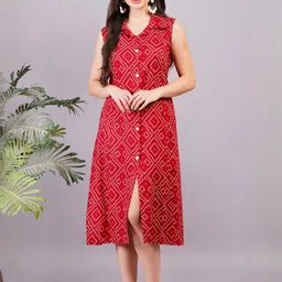 Jyoti Women Red-Bandhani Viscose Rayon Dress-picture-11