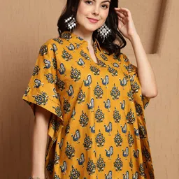 BANDIA Women Ethnic Motifs Printed Pure Cotton Kaftan With Trouser image 2