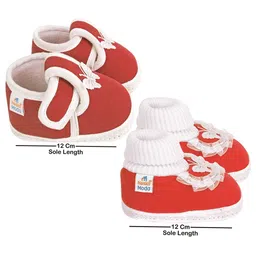 NESKA MODA Kids Set of 2 Cotton Frill Booties image 2