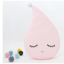 StyBuzz Rain Drop Shaped Cushion with Pom Poms - Pink-picture-24