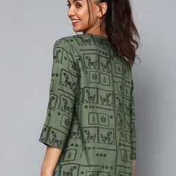 SHALIG Print Roll-Up Sleeves Ethnic Top image 4