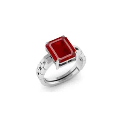 RRVGEM Silver Plated 9.25 Ratti To 9.00 Ratti Ruby Ring Adjustable Ring image 3