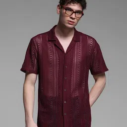 Jack & Jones Men Cuban Collar Textured Relaxed Fit Casual Shirt-picture-27
