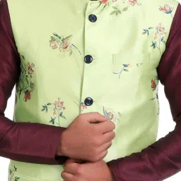 VEERA PARIDHAAN Printed Mandarin Collar Sleeveless Nehru Jacket image 3