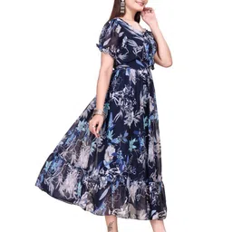 BAESD Floral Print Puff Sleeve Fit & Flare Midi Dress image 5