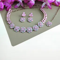 VATSALYA creation Alloy Gold- plated Pink Jewellery Set-picture-41