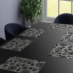 LooMantha Transparent & Black 6 Pieces  Printed Rectangular Table Placemats-picture-4