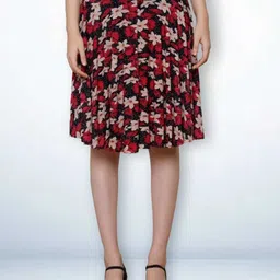 Jinfo Printed Knee Length Flared Skirt With Attached Shorts-picture-37