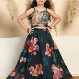 FASHION DREAM Girls Embroidered Ready to Wear Lehenga &-picture-19