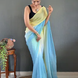 HERE&NOW Ombre Zari Pure Georgette Saree image 2