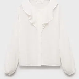 Mango Kids Ruffles Shirt Style Pure Cotton Top-image-42