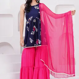 HIGHLIGHT FASHION EXPORT Floral Printed Shoulder Straps Kurta With Sharara & Dupatta-picture-18