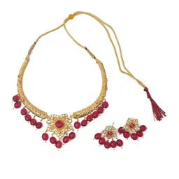 Rozy Styles Maroon Brass Jewellery Set-picture-28