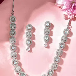 Anouk Silver Plated American Diamond Studded Jewellery Set-picture-36
