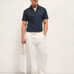 THE BEAR HOUSE Men Spread Collar Solid Slim Fit Casual Shirt image 5