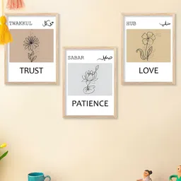 Kotart Brown & White 3 Pieces Floral & Botanical Printed Wooden Wall Arts-picture-41