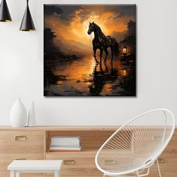OLIVE TREE Black & Brown Animals Wooden Framed Canvas Painting Wall Art-picture-8