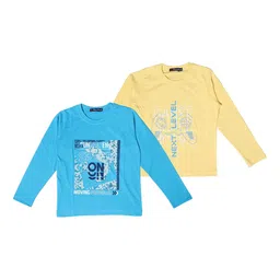 NeuVin Pack Of 2 Kids Graphic Printed Round Neck Long Sleeves Regular Fit Casual T-Shirts-picture-24