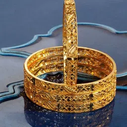 NILA Set Of 4 Gold-Plated Artificial Stones Studded Bangles-picture-30