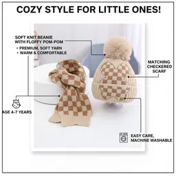 YOUSTYLO Unisex Kids Printed Woollen Beanie image 4