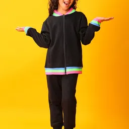 Anthrilo Girls Mandarin Collar Zipper Sweatshirt With Joggers-picture-11