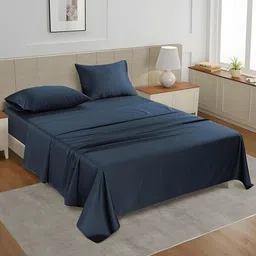 LANE LINEN Navy Blue Queen Bedsheet with 2 Pillow Covers-image-64